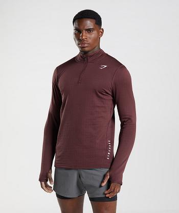 Pánské Accessories Gymshark Sportovní 1/4 Zip Vínové | CZ 2755WNB